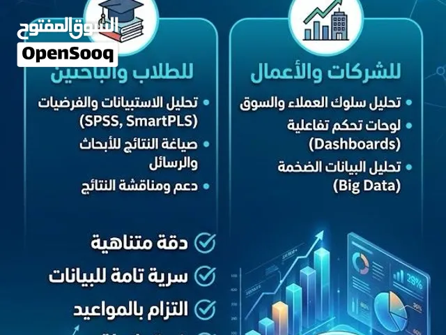 خدمات التحليل الإحصائي الاحترافي للطلبة والشركات