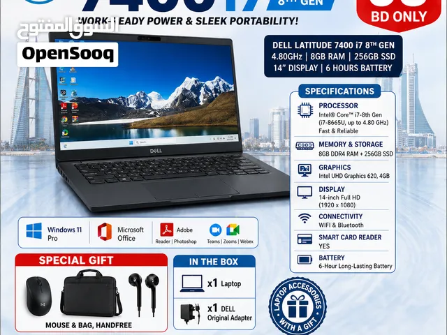 DELL Latitude 7400 i7 8th Gen 4.80GHz 8GB/256GB SSD 14’’ Display 6 hours Battery 93 BD