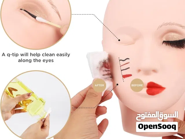 راس وجه مانيكان  تدريب احتراف ميك اب  مكياج  حول العيون و بلشر الخدود  و رسم الشفاه