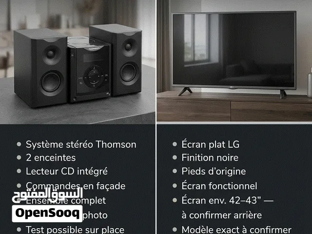 TV LG + CHAINE HI-FI THOMSON en tres bon état disponible a Hay Riad.