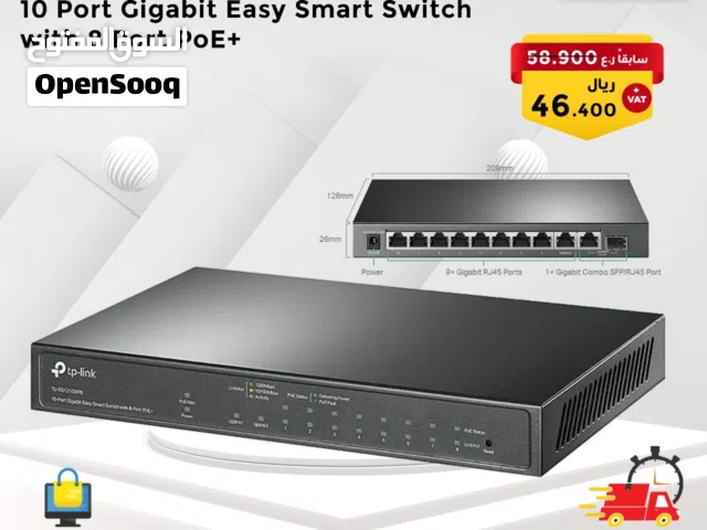 TP-Link 10-Port Gigabit Desktop Switch with 8 Port PoE+ Ethernet Switch  TL-SG1210P