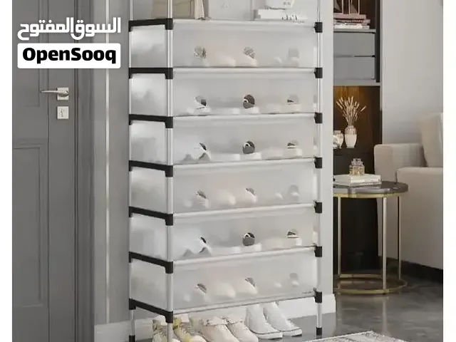 منظم أحذية عصري 6 طبقات مغلق بأبواب شفافة (جديد بالعلبة)