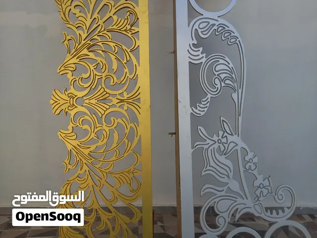 للبيع ديكورات خشبية MDF قص CNC فاخرة – مقاس 200×60 سم – ذهبي وفضي