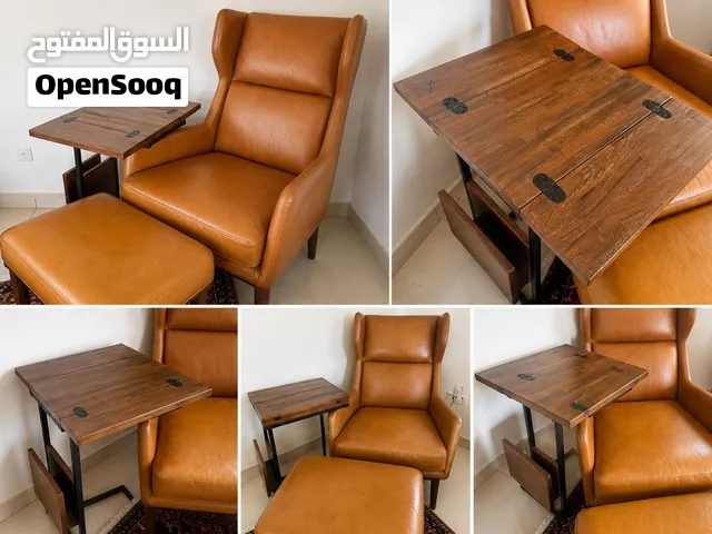 Leather chair westelm with coffee table