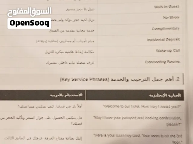 مذكرات تعليم الإستقبال بالفنادق