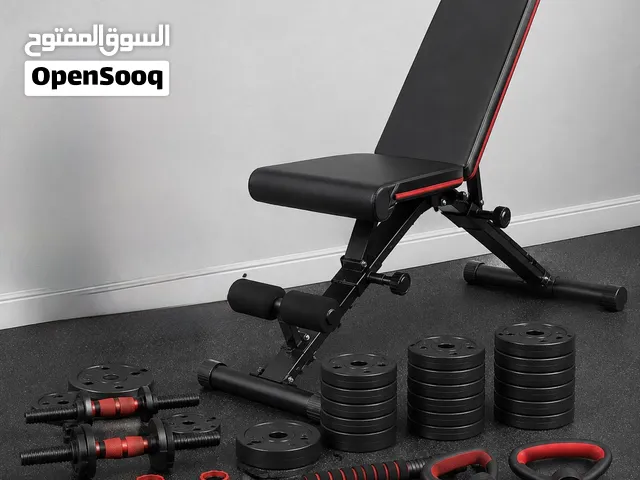 مسطبة بنج قابلة للتعديل + دامبلز 6×1 وزن 40 كغم، كل اللي تحتاجه حتى تتمرن بفعالية من البيت