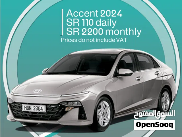 Hyundai Accent 2024 for rent in Tabuk - Free delivery for monthly rental