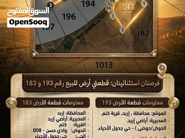 فرصة استثمارية وتملّك لا تُعوّض (من المالك مباشرة) سعر المتر 24 دينار في كتم - إربد