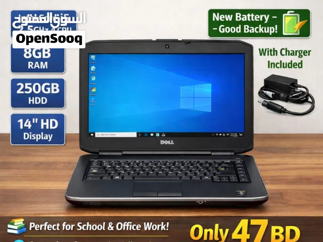 Dell latitude Intel Core i5 2.5Ghz Laptop 8GB RAM 250GB hard Drive 14HD Display