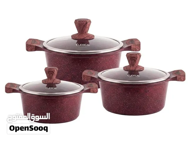 طقم طناجر ليكسيكل جرانيت 6 قطع خمري تتوفر لدينا خدمة توصيل الى جميع انحاء المملكة