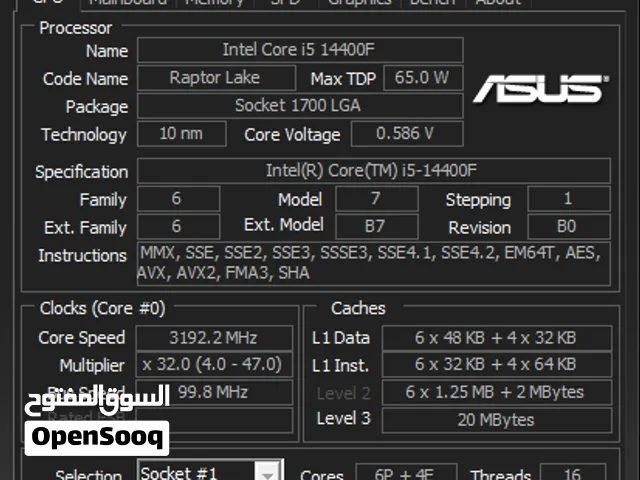 Core i5-14400F Ram32G Rtx 3050 6G Ddr6