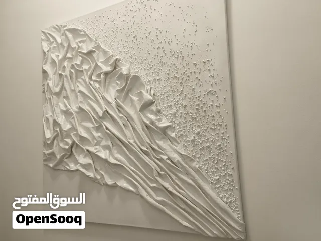Handmade Textured Wall Art  3D Abstract White Canvas Painting  Modern Home Decor