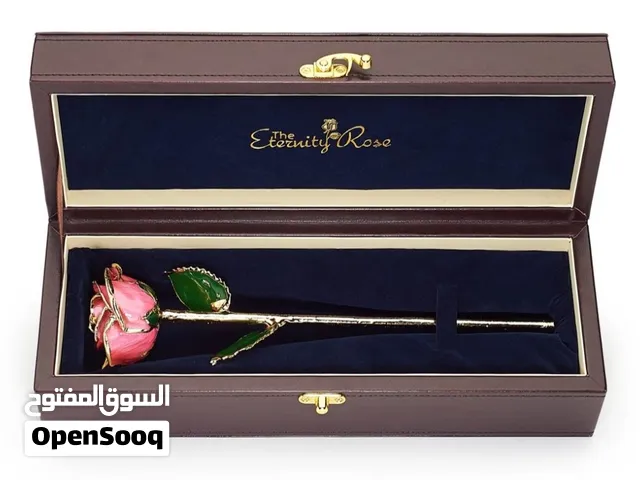 هدية فاخرة جدا ومميزة وردة طبيعية محفوظة مطلية بالذهب عيار 24 براند أمريكي أصلي جديدة