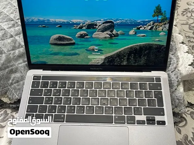 MacBook Pro 13-inch (2020) المعالج: Apple M1 الرام: 8 جيجابايت  التخزين: 256 جيجابايت SSD