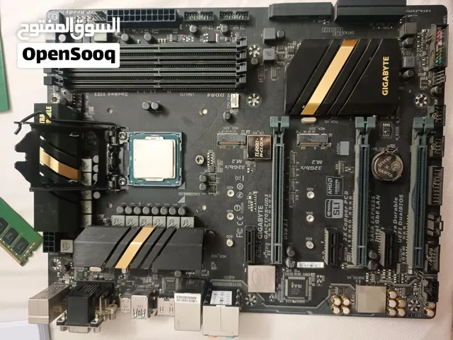 ga-z170-hd3 ddr4 من جيجابايت i7 6700k الوحه كلشي فيها شغال بدون رامات