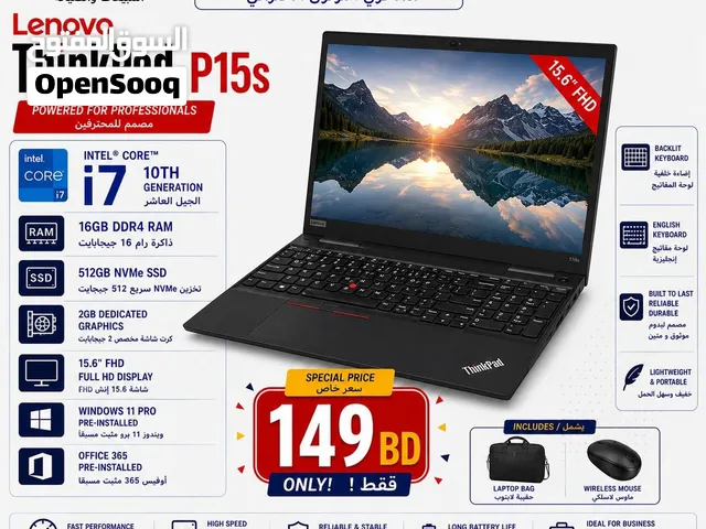 Lenovo ThinkPad P15s  Core i7 10th Gen  16GB RAM  512GB NVMe SSD  2GB Graphics