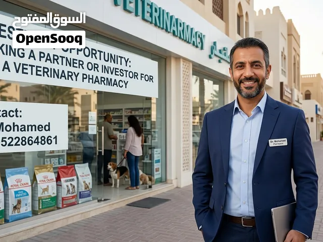 Looking for a financier/investor or partner for a veterinary pharmacy under construction in Al Ain.