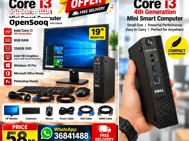 Dell Core i3 4th Gen Mini PC + 19” Monitor  8GB RAM  256GB SSD  58 BD  Free Delivery