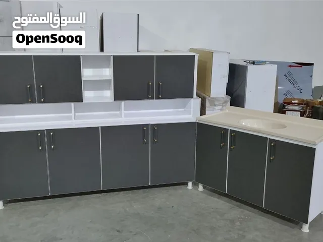 كاونتر MDF خشب مترين ارضي وملحق مع سنك متر و20 مرمر