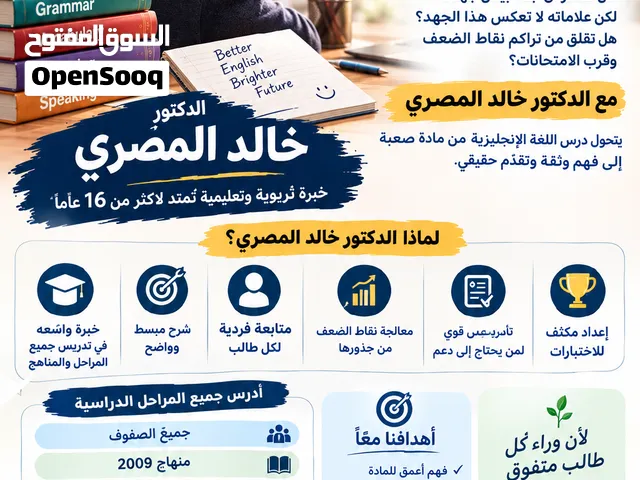 دروس خصوصية لمادة اللغة الانجليزية مع الدكتور خالد المصري