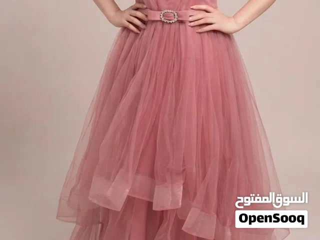 فستان سهرة تول وردي بحالة ممتازة