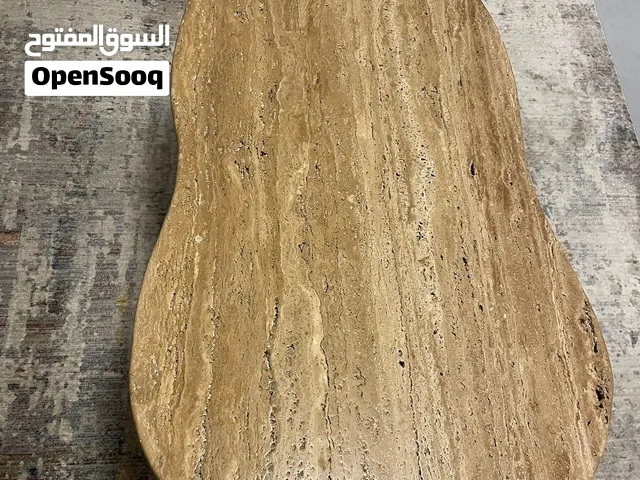 Handmade Greek Travertine Table Organic Shape 300 AED