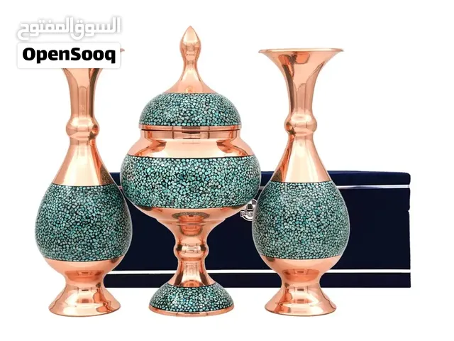 طقم ديكور فاخر من 3 قطع مطعّم بالفيروز النيشابوري – مع علبة أنيقة