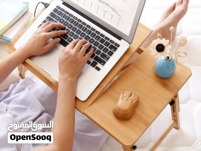 ستاند سرير طاولة كمبيوتر محمول قابلة للطي من خشب البامبو مع مروحة طاولة السرير اللاكل و القراءة