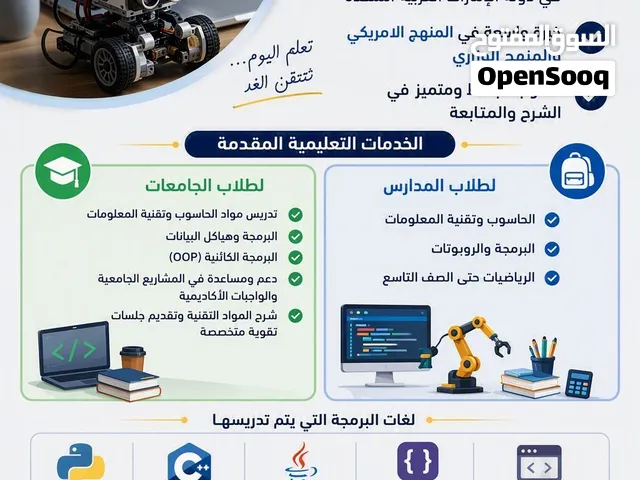 مدرس برمجة وروبوتات و رياضيات American Curriculum and UAE National CurriculumComputer Scienc