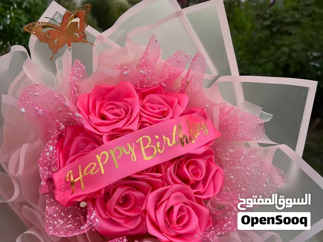 بوكية ورد حجم كبير مصنوع يدويا من الساتان شغل يدوي احلي واجمل هديه مستني ايه يلا احجز الان