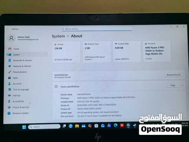AMD Ryzen 5 PRO 3500U w/ Radeon Vega Mobile Gfx