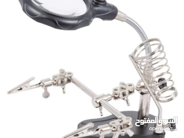 قاعدة . حمالة كاوي لحام مع عدسة وملاقط واضاءة عدد 2 للتثبيت  Soldering Iron Stand