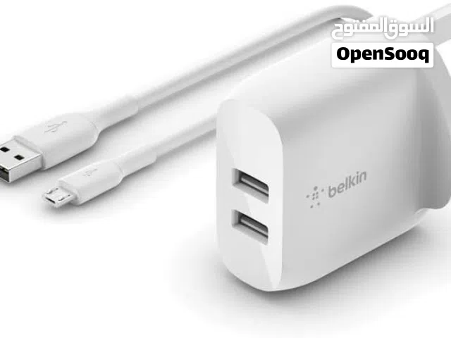 شاحن Belkin ثنائي المنافذ 24W – الشحن السريع والموثوق-Belkin Dual-Port 24W Charger – Fast