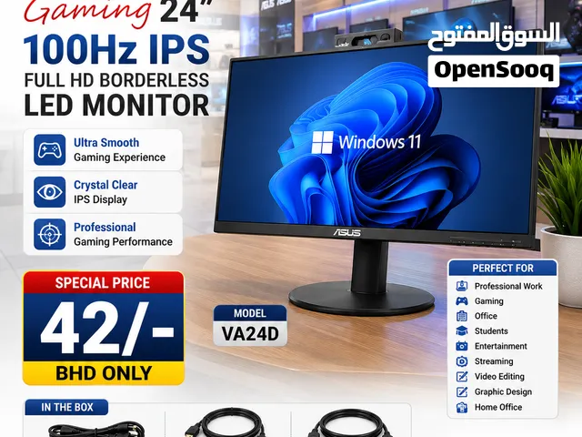Brand New ASUS Gaming 24 IPS Monitor 100Hz With Warranty (Offer Price 42/-BD Only)