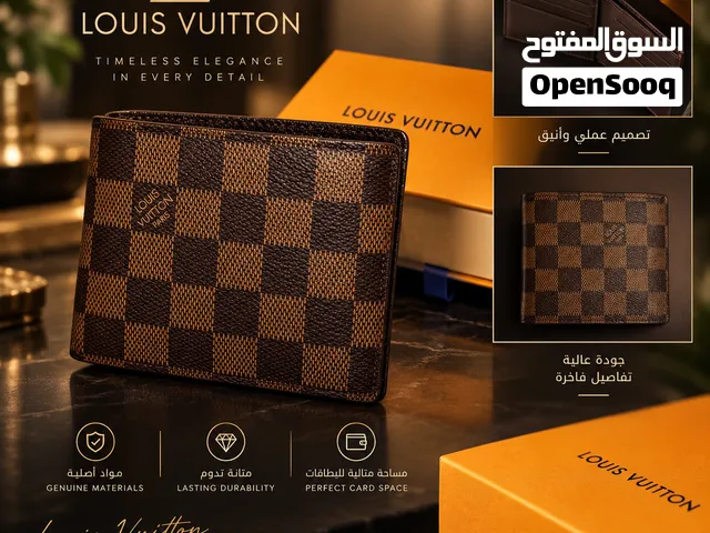 محفظة Louis Vuitton رجالية فاخرة – Damier Ebene محفظة أنيقة بحالة جديدة، بتصميم الشطرنج البني المميز