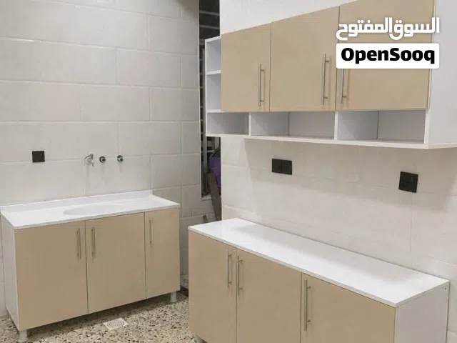 كاونتر خشب تركي mdf  قياس متر ونص ارضي وملحق وسنك متر و 20 مرمر