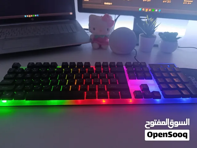 Rainbow light RGB basic wired black keyboard full 100%  English / Arabic - amazing condition!!