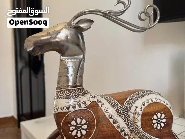 مجسم غزال ديكور خشب ومعدن بتصميم تراثي مميز استعمال جدا بسيط