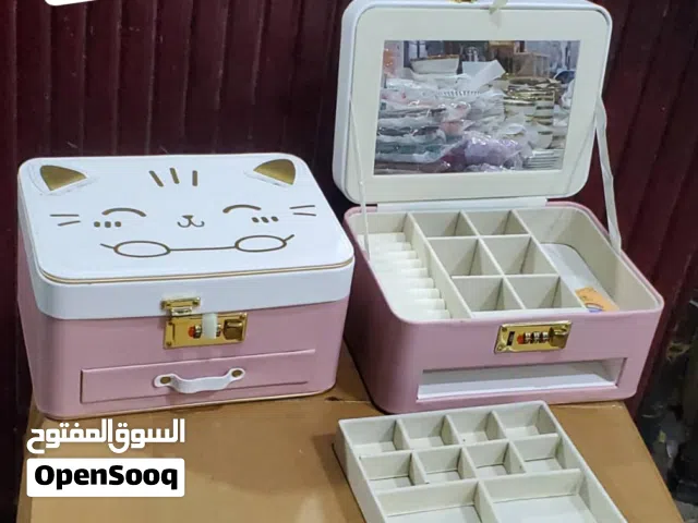 صندوق مجوهرات مصنوع من الجلد كبير متعدد الطبقات بتصميم لطيف القطة قابل للتخصيص، حافظة مجوهرات، صندوق