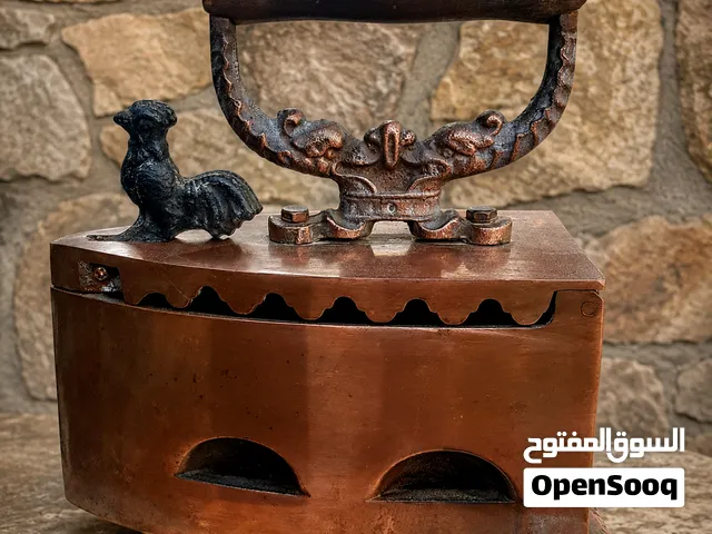 Antique Copper Charcoal Iron with Rooster Handle