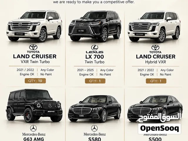 Buyer of Landcruiser, Lexus, Mercedes G63, S580, S500 fair market price