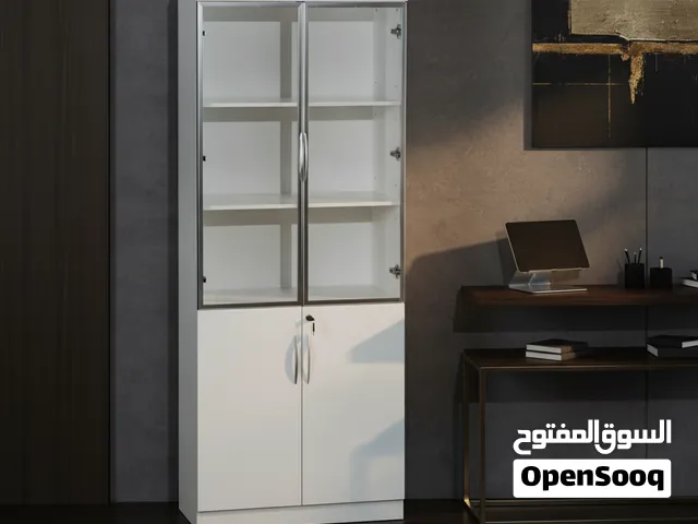 خزانة مكتبية خشبية فاخرة بأبواب زجاجية وقفل أمان - 12FC03-2X