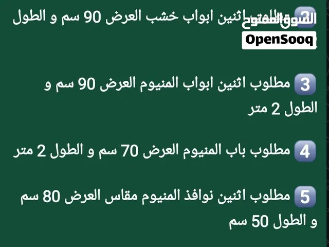 مطلوب ابواب و نوافذ و في عدن بسعر مناسب المقاسات المطلوبة موضحة و فرن و فريزر انا المشتري رأسا