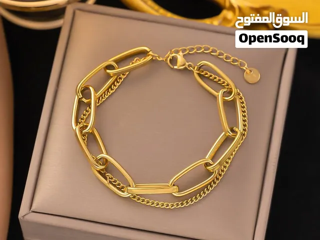 إكسسوارات نسائي فضي و ذهبي فاخر من اسورة و سنسال يوجد بها لمعان كريستال مشعة عرض محدود توصلوا