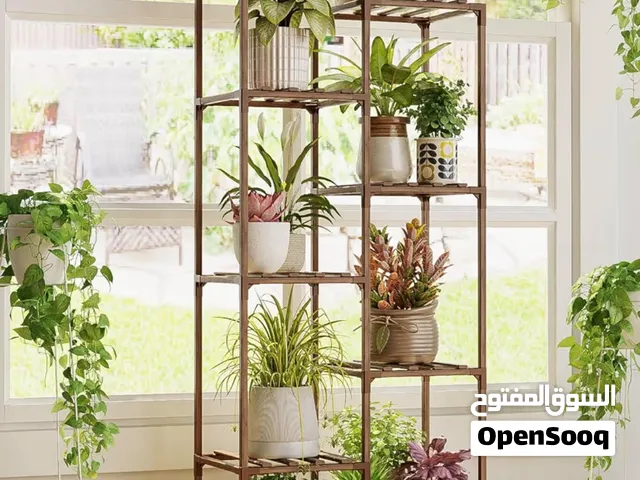 حامل نباتات خشبي من بامورلد باللون البني