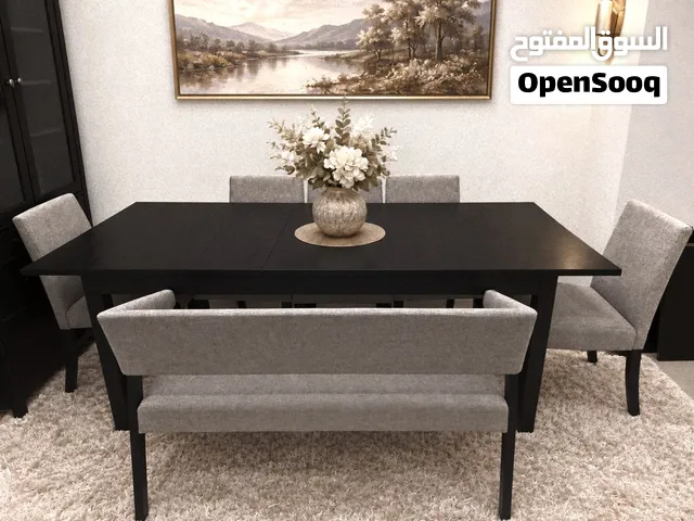 Solid wood Extendable dining table with 6 chairs and Bench like new IKEA