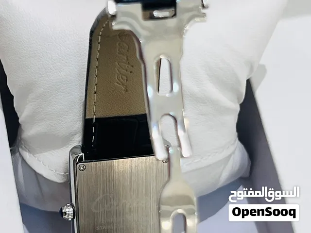 ساعة كارتيير السير جلد اسود