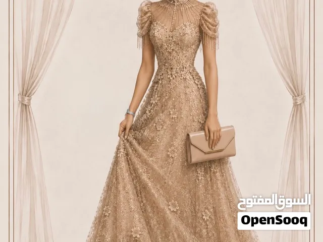 فستان زواج وسهرة فخم – مقاس M – لُبس مرة واحدة