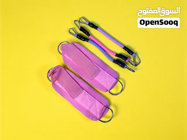 حبل تمارين الكاحل بالمقاومة - اللون وردي - أجهزة رياضية - مناسب لتمارين الورك، الفخذين، والساقين