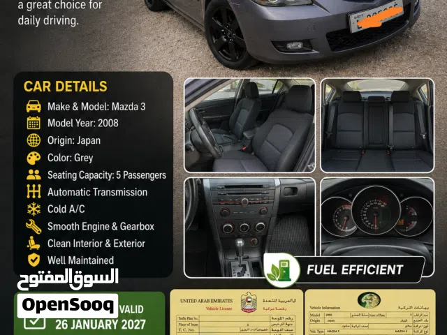 FOR SALE: 2008 Mazda 3 Automatic Fuel-Efficient Well Maintained Installment & Cash